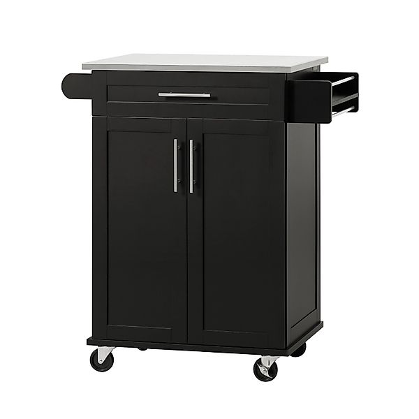 SoBuy Servierwagen Küchenwagen mit Türen und Schublade 80×90×46cm Schwarz F günstig online kaufen