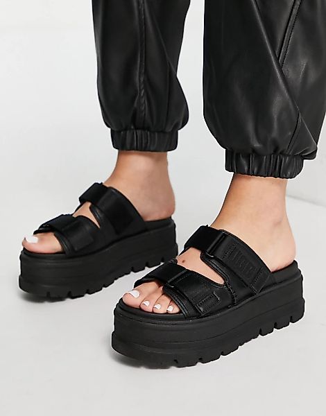 UGG – Clem – Sandalen aus schwarzem Leder günstig online kaufen