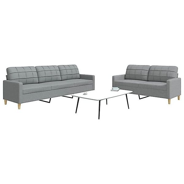 vidaXL Sofa, 2-tlg. Sofagarnitur Hellgrau Stoff günstig online kaufen