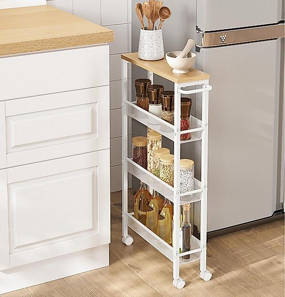 VASAGLE Beistellwagen, Küchenwagen schmal, Nischenregal, 13 x 45,5 x 77 cm günstig online kaufen