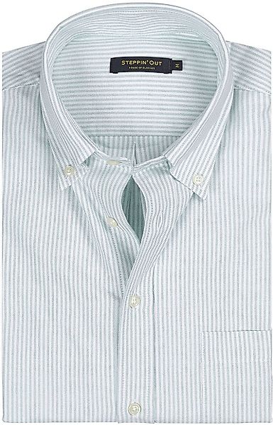 Steppin' Out Hemd Oxford Streifen Grün - Größe L günstig online kaufen