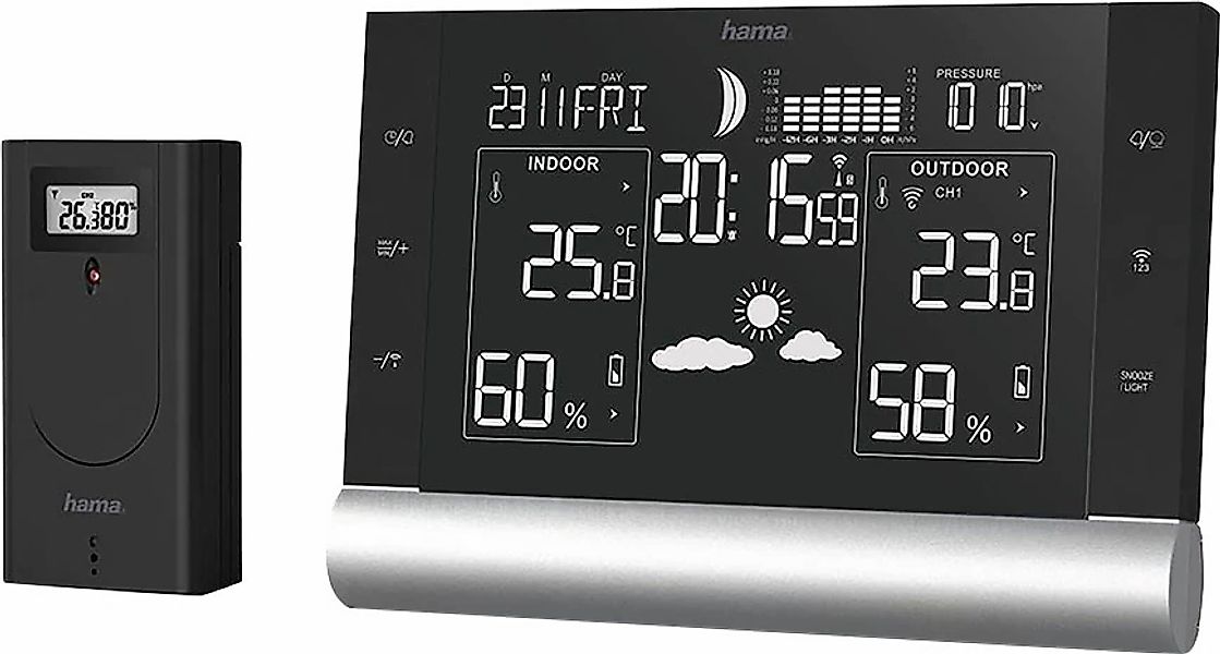 Hama "Funkuhr Black Line Plus" () inkl. Funk-Außensensor günstig online kaufen