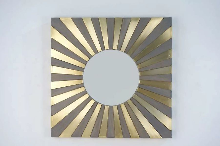 Wandspiegel mit messingverkleidetem Sonnenschliff SUN Holz Gold günstig online kaufen