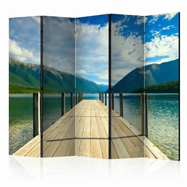 artgeist Paravent Mountain lake bridge II [Room Dividers] mehrfarbig Gr. 22 günstig online kaufen