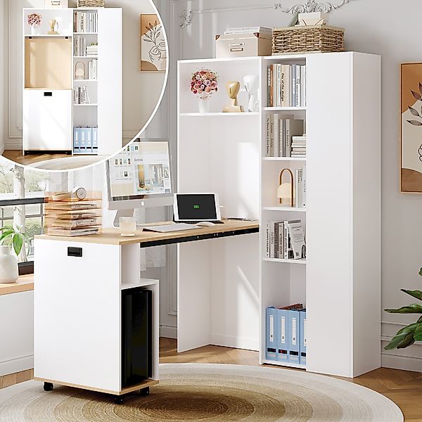 REDOM Eckschreibtisch Schreibtisch und Regal, mit günstig online kaufen