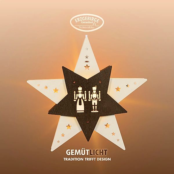 Weigla Dekostern "LED Engel und Bergmannn, Fensterbild, WEIẞ-BRAUN, Made in günstig online kaufen