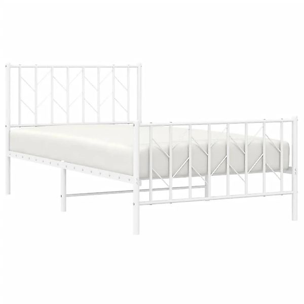 vidaXL Bettgestell mit Kopfteil und Fußteil Metall Weiß 100x190 cm 374498 günstig online kaufen