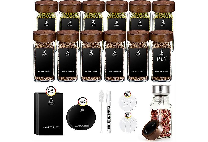 KingLux Gewürzbehälter 12Stk.Gewürzdosen Mit Gewürzetiketten,120ml Gewürzbe günstig online kaufen
