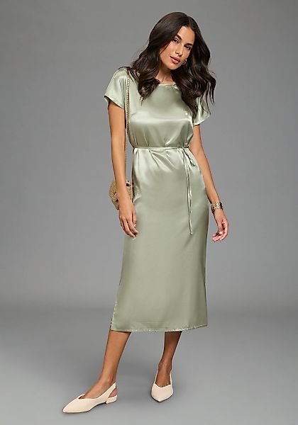 Laura Scott Satinkleid in moderner Midi-Länge, glänzende Optik günstig online kaufen