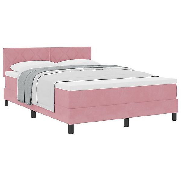 vidaXL Bett Boxspringbett mit Matratze Rosa 160x200 cm Samt (1-tlg) günstig online kaufen