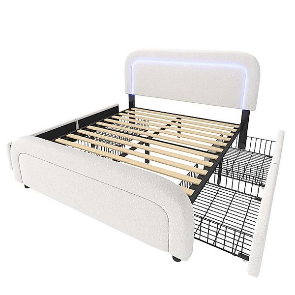 Gotagee Polsterbett Heimbett Jugendbett USB Typ C LED Sherp Weiß flaches Be günstig online kaufen