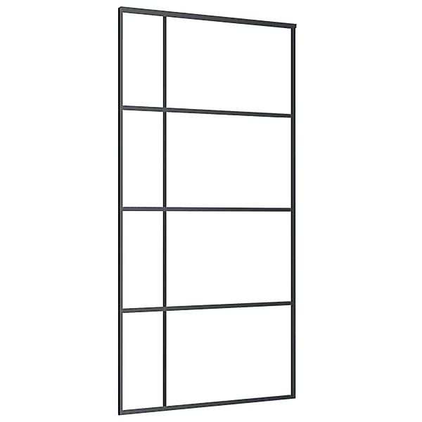 vidaXL Schiebetür ESG Glas und Aluminium Mattiert 102,5x205 cm Schwarz 1516 günstig online kaufen