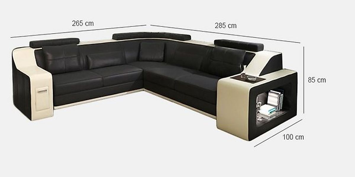 JVmoebel Ecksofa Ecksofa Leder Textil Sofa Couch USB Polster Wohnlandschaft günstig online kaufen