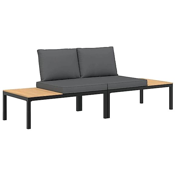 vidaXL 2-Tlg Garten-Sofagarnitur mit Kissen Schwarz Aluminium 3283705 günstig online kaufen