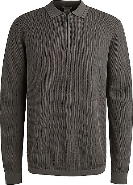 Cast Iron Longsleeve Half-Zip Polo Structure Anthrazit - Größe L günstig online kaufen