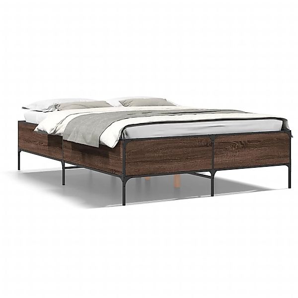 vidaXL Bettgestell Braun Eichen-Optik 120x190 cm Holzwerkstoff Metall 32798 günstig online kaufen