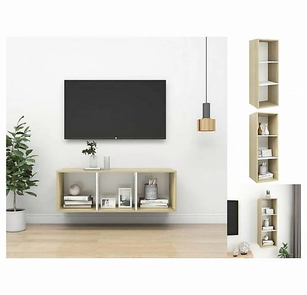 vidaXL TV-Schrank TV-Wandschrank Sonoma-Eiche und Weiß 37x37x107cm Spanplat günstig online kaufen