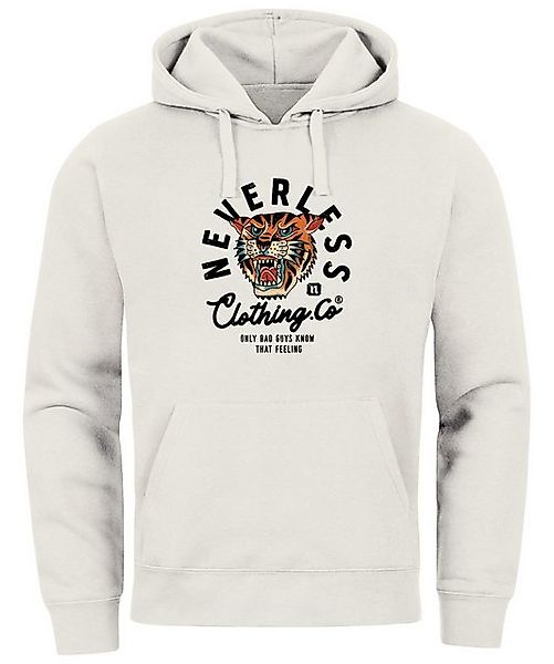 Neverless Hoodie Hoodie Herren Tiger Print Motiv Schrift Retro Vintage Clot günstig online kaufen
