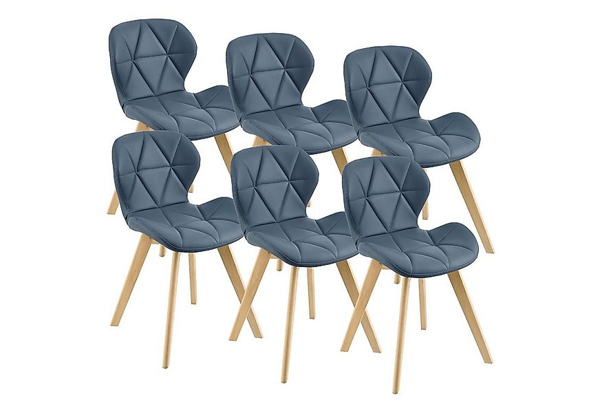 en.casa Esszimmerstuhl, »Älmhult« 6er Set Stuhl 78x47x52 cm Kunstleder Blau günstig online kaufen