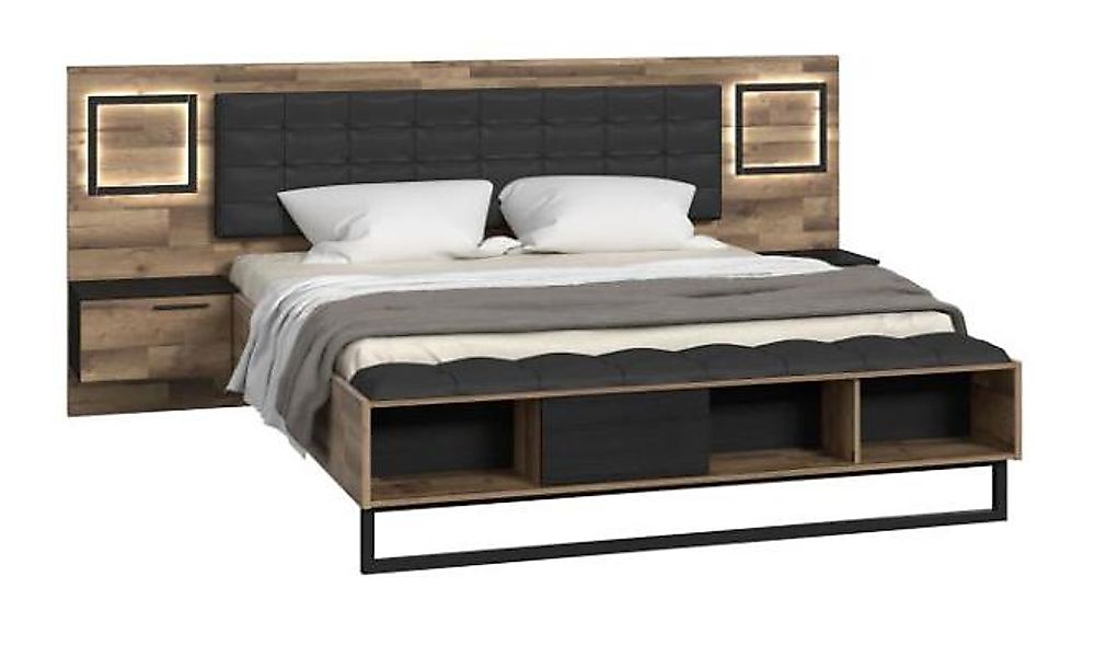 180x200 Bettanlage inkl LED-Beleuchtung SIRIUS CROWN von Forte Stabeiche / günstig online kaufen