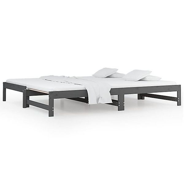 vidaXL Bett, Tagesbett Ausziehbar Grau 2x(90x200) cm Massivholz Kiefer günstig online kaufen