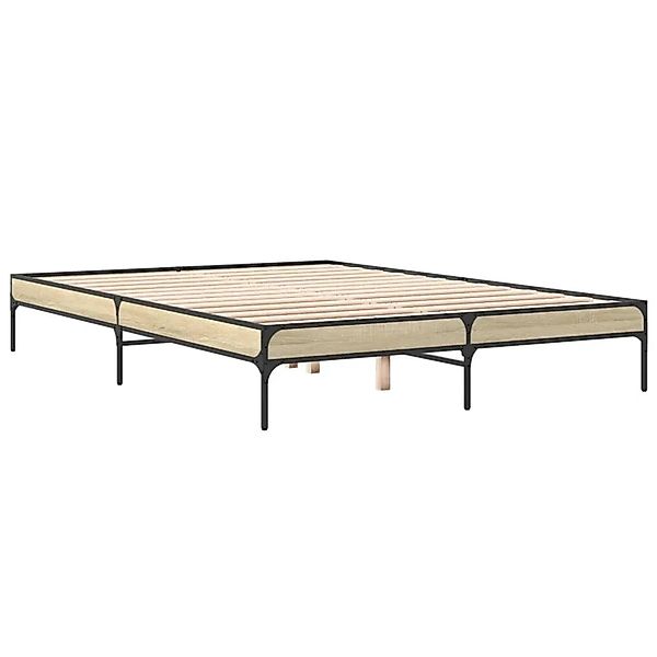 vidaXL Bettgestell Sonoma-Eiche 160x200 cm Holzwerkstoff und Metall 845007 günstig online kaufen