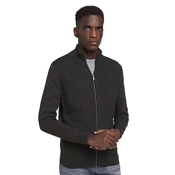 Tom Tailor Basic Structure Zip Pullover 2XL Knitted Navy Melange günstig online kaufen