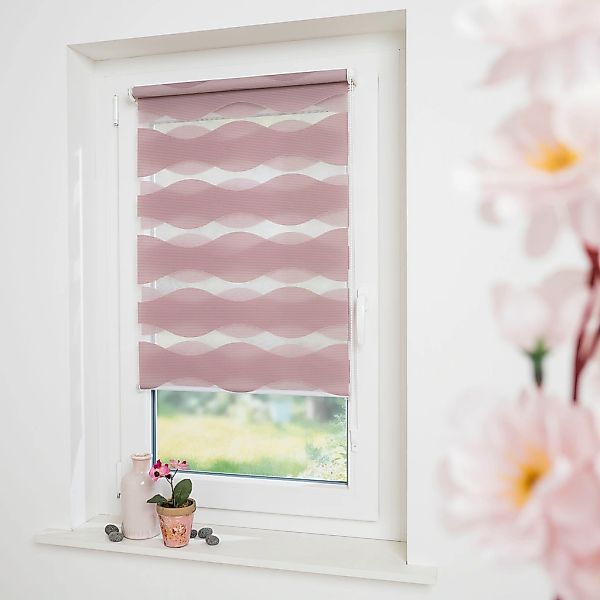 GARESA Doppelrollo "Welle" Lichtschutz ohne Bohren freihängend dekorativ, s günstig online kaufen