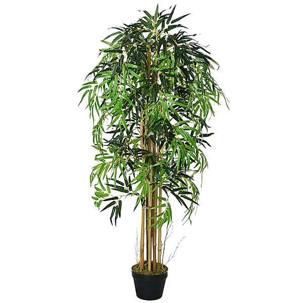 Outsunny Künstlicher Bambus 150cm mit Topf, Realistische Dekorative Kunstpf günstig online kaufen
