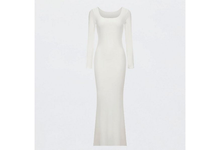 cfab by creamy fabrics Jerseykleid Ribbed Long Sleeve Maxikleid-Snow White- günstig online kaufen