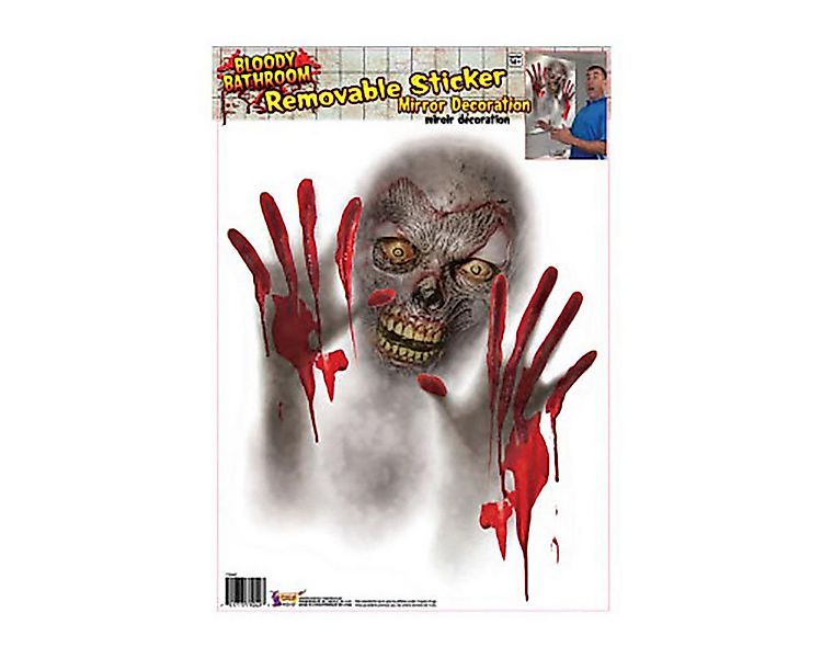 Rubies Niederlande b.v. Dekoobjekt Spiegelaufkleber Blutiger Zombie ca 50x4 günstig online kaufen