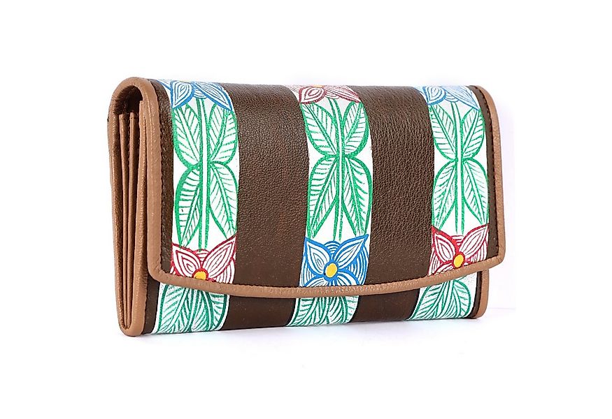 Mercano Geldbörse für Damen mit handbemalten Blütenmuster aus Leder (inkl. günstig online kaufen