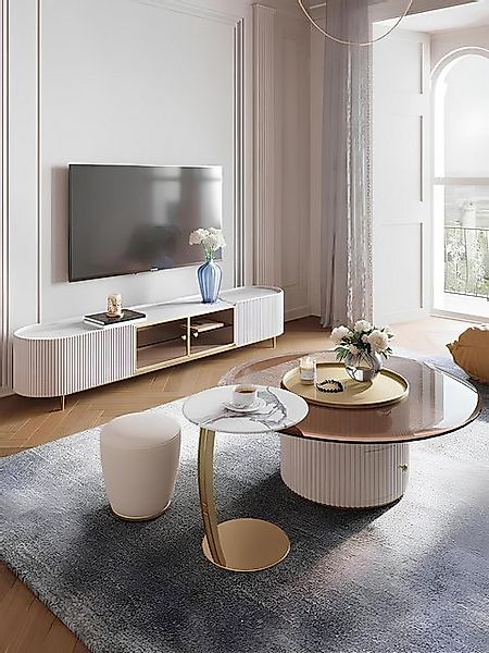 Xlmoebel Sofa Neu Luxuriöses Möbel-Set mit Design-Couchtisch und Hocker aus günstig online kaufen