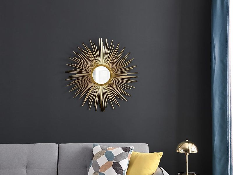 Wandspiegel in Sonnenstrahlenoptik - Metall - 70 cm - Goldfarben - LEVANZO günstig online kaufen