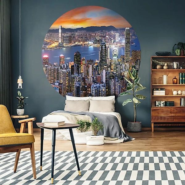 Wallart Fototapete Skyline By Night Rund 190 Cm günstig online kaufen