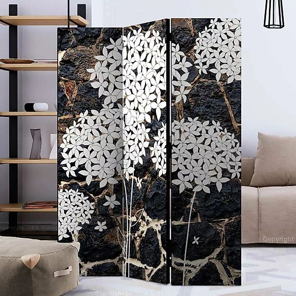 Paravent Raumteiler mit Blumen Motiv Mauer Hintergrund günstig online kaufen
