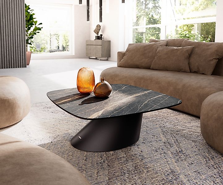 Couchtisch Edge Boot 90x90 cm Keramik Laminam® Noir Desir Braun Conis Metal günstig online kaufen