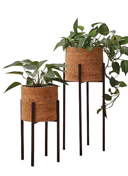 Dekoleidenschaft Blumentopf "Kork" mit Metallgestell, schwarz günstig online kaufen