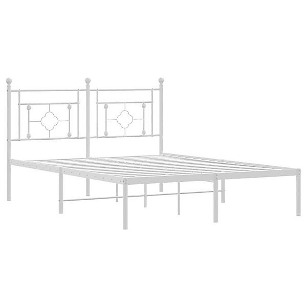 vidaXL Bettgestell Bettgestell mit Kopfteil Metall Weiß 140x200 cm Bett Bet günstig online kaufen