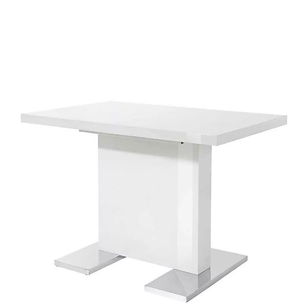 Esszimmer Tisch in Hochglanz Weiß Säulengestell günstig online kaufen