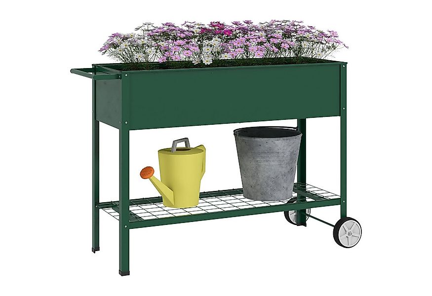 Outsunny Hochbeet Kräuterbeet Pflanzenbeet mit Rädern, Regal (Pflanzkasten, günstig online kaufen