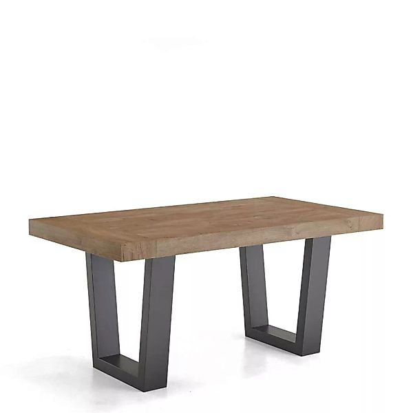 Tisch Esszimmer verlängerbar in Teakfarben Industry und Loft Stil günstig online kaufen