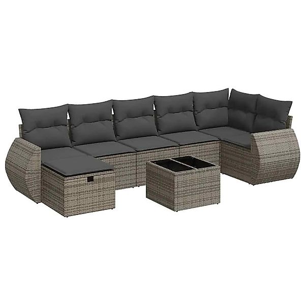vidaXL 8-Tlg Garten-Sofagarnitur mit Kissen Grau Poly Rattan 3325616 günstig online kaufen