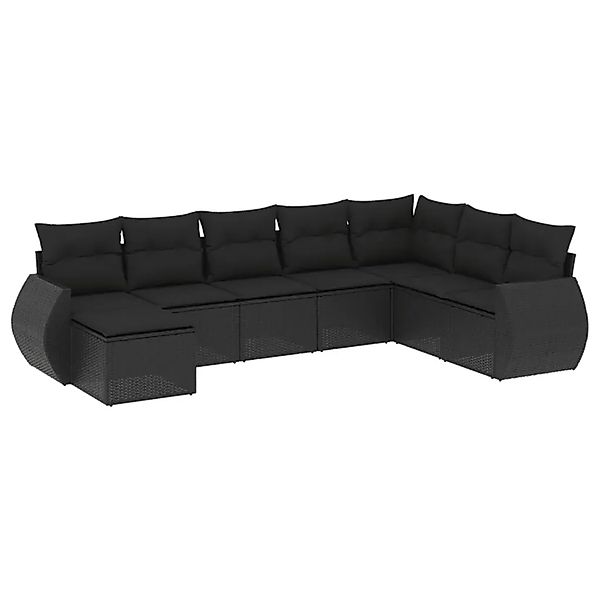 vidaXL 8-Tlg Garten-Sofagarnitur mit Kissen Schwarz Poly Rattan 3254092 günstig online kaufen