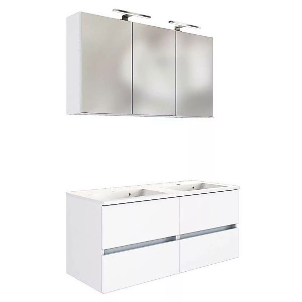 Badezimmermöbel Set in Weiß Doppelwaschbecken (zweiteilig) günstig online kaufen