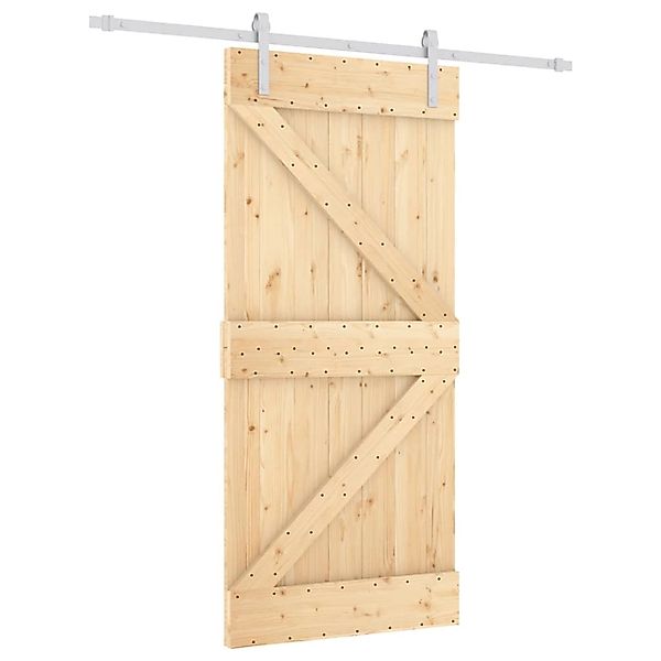 vidaXL Schiebetür mit Beschlag 95x210 cm Massivholz Kiefer 3203022 günstig online kaufen
