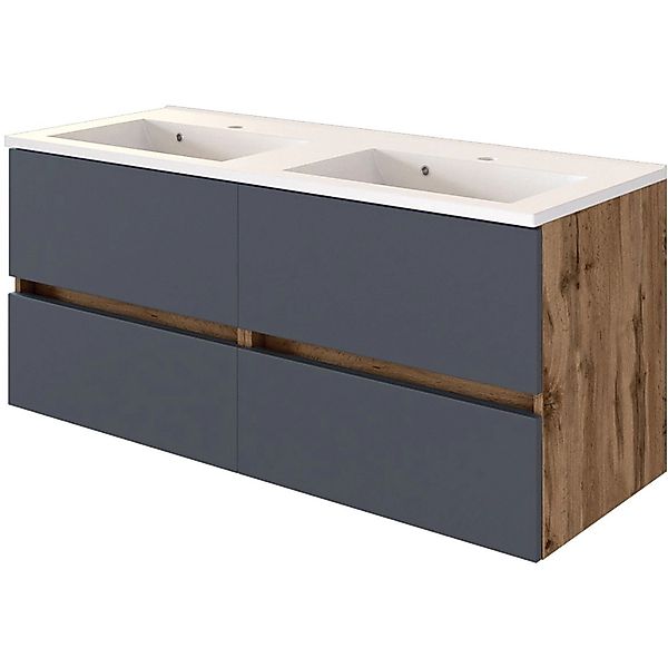Held Möbel Doppelwaschtisch Bari 120 cm Grau Matt mit Softclose günstig online kaufen