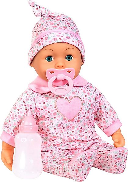 Bayer Babypuppe First Words Baby, 38 cm, Herzen rosa (3-tlg), mit Schlafaug günstig online kaufen
