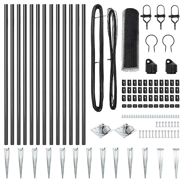 vidaXL Zaunpfosten Grau 25 x 0,8 m 13 mm Mesh Stahl und PVC 3353231 günstig online kaufen