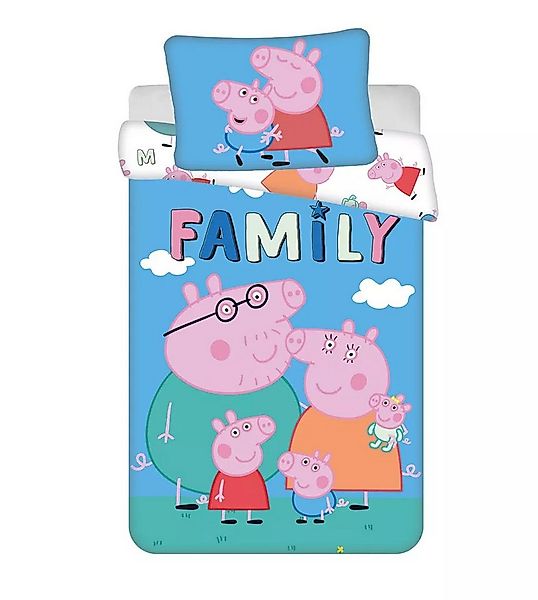 Peppa Pig Kinderbettwäsche Peppa Pig Wutz Schorsch Familie Kinder Bettwäsch günstig online kaufen